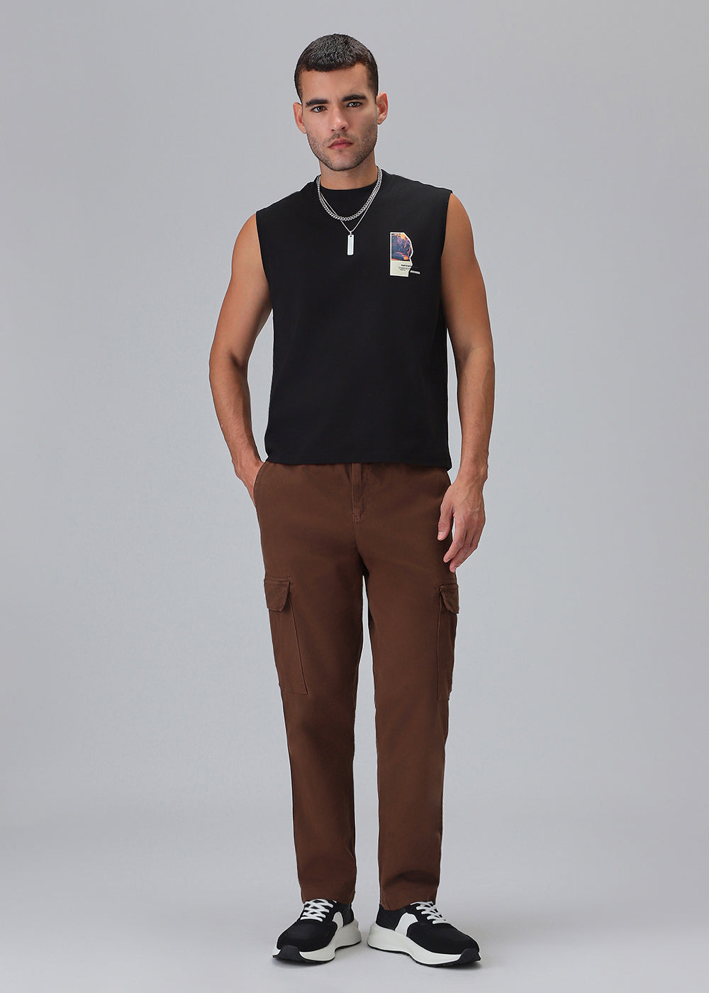 Dark Brown Twill Cargo Pant