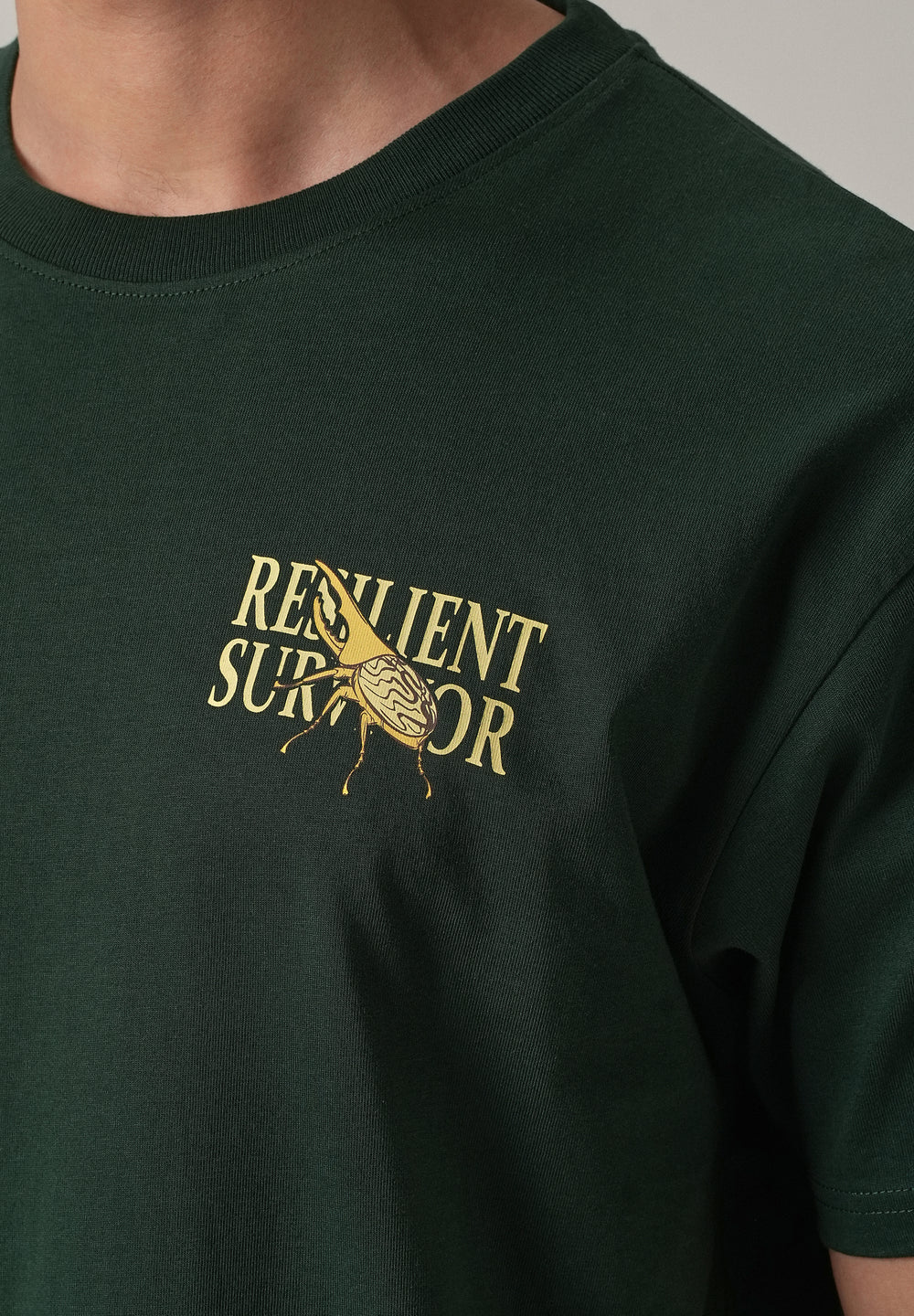 Dark Green Back Printed Oversized T-Shirt