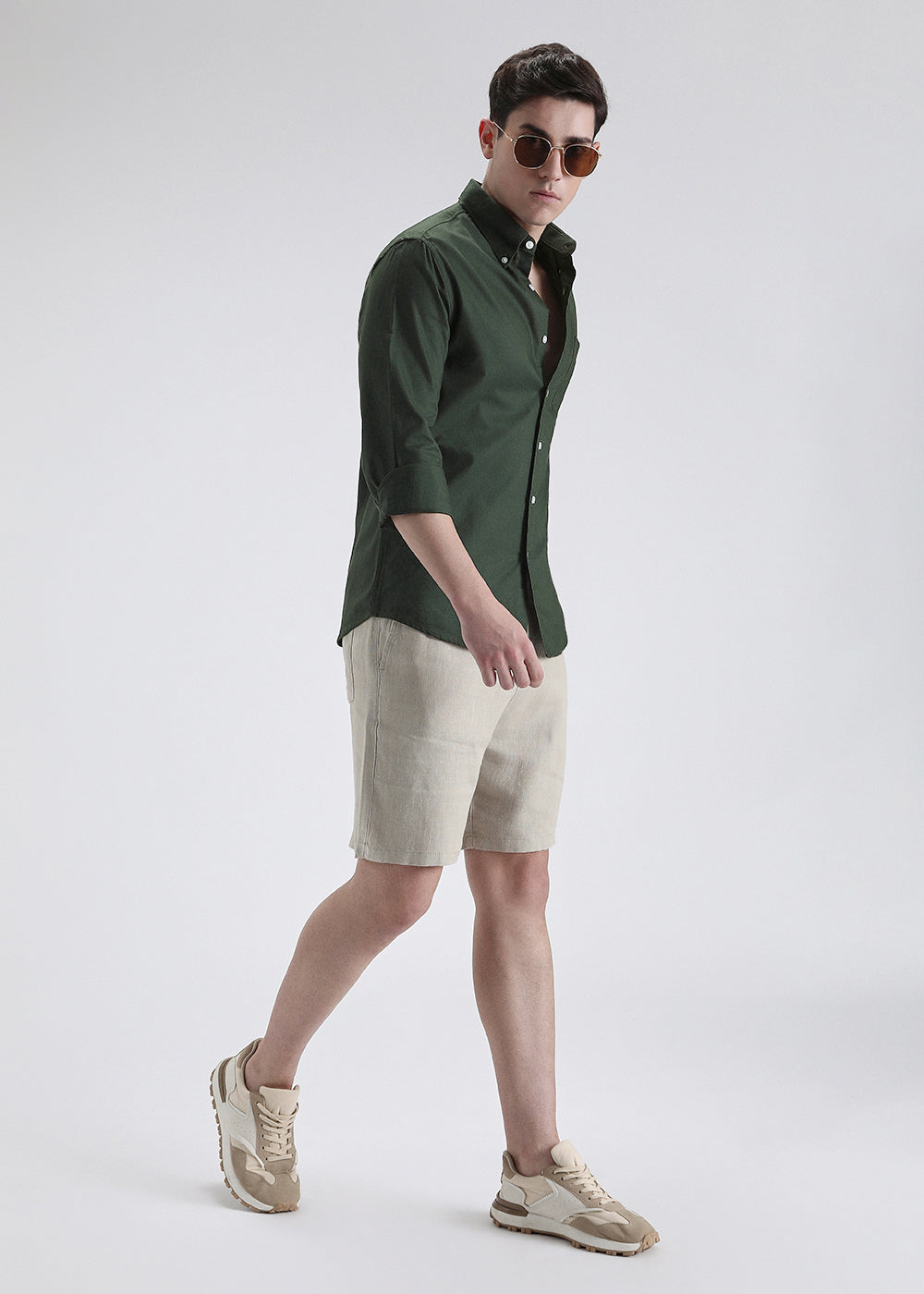 Dark Green Cotton Oxford Shirt