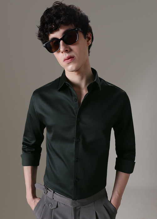 Dark Green Satin Shirt