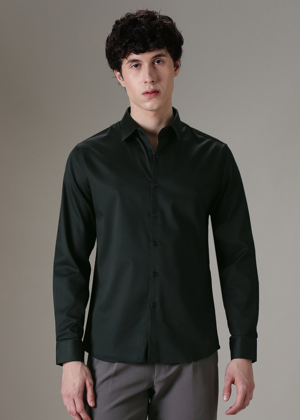 Dark Green Satin Shirt