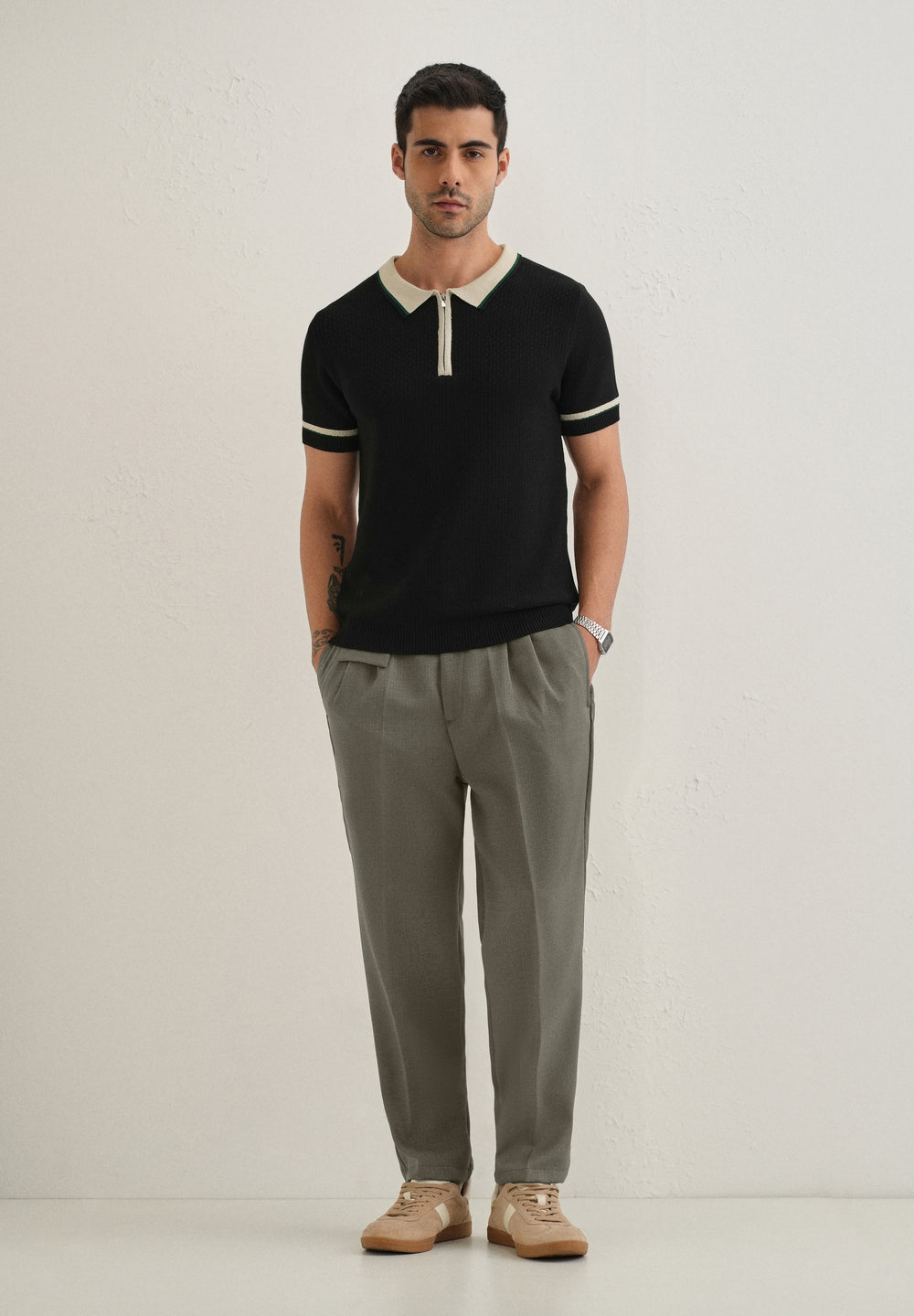 Dark Green Pleated Korean Pant