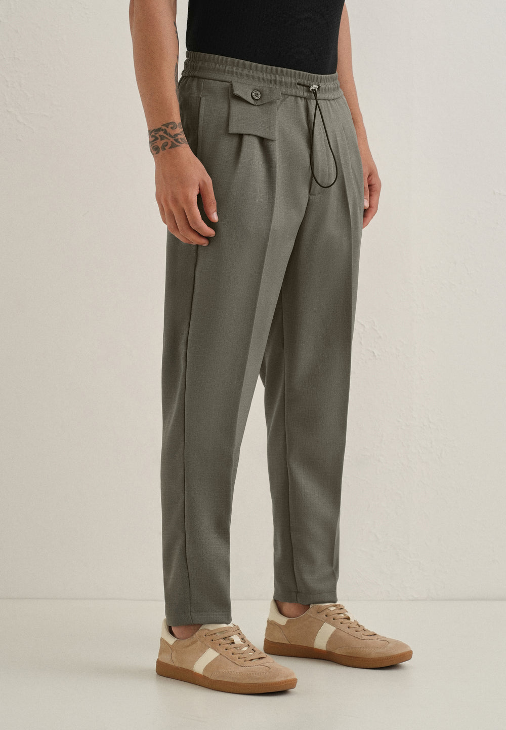 Dark Green Pleated Korean Pant