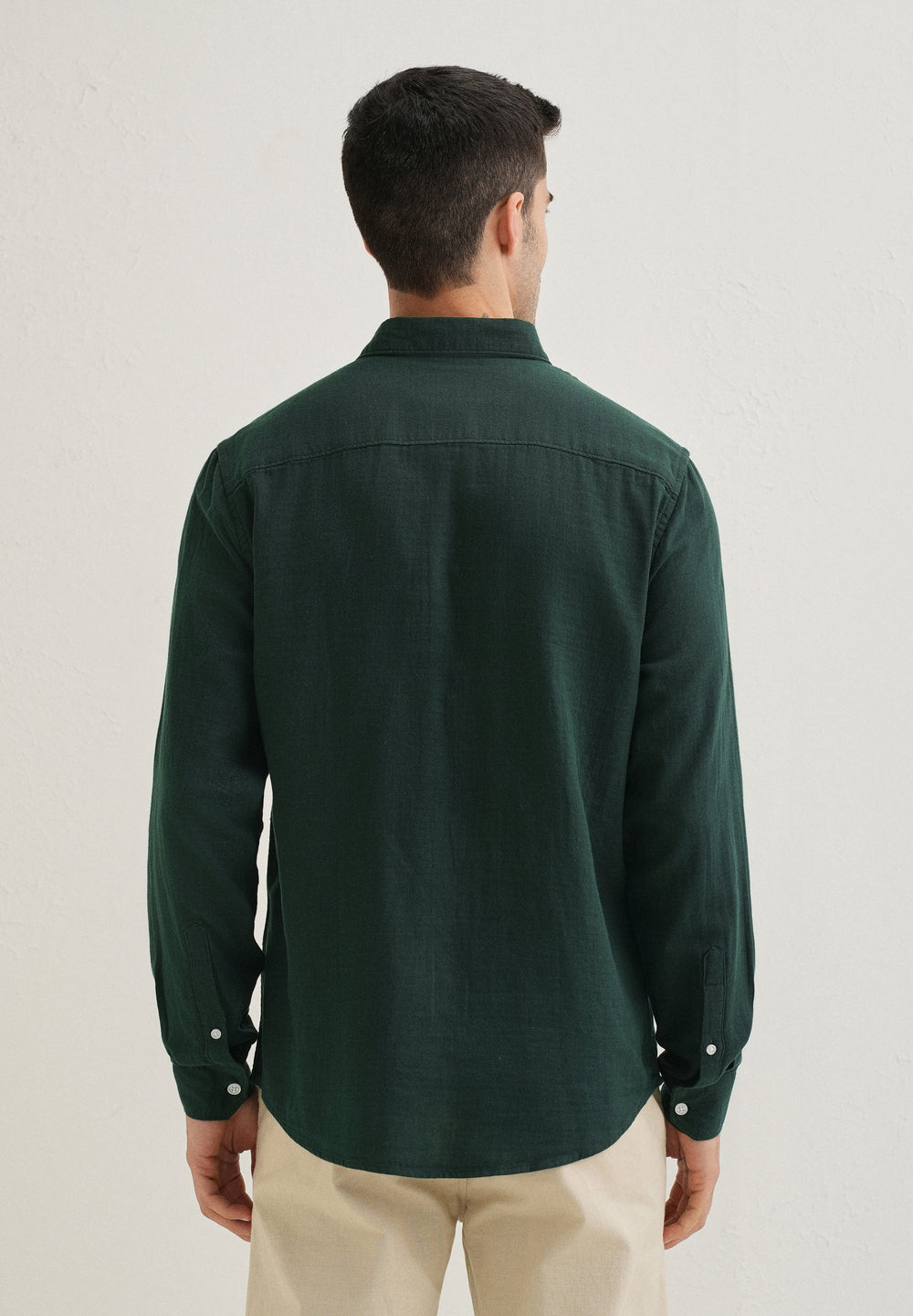 Dark Green Pure Cotton Stitchless Placket Shirt