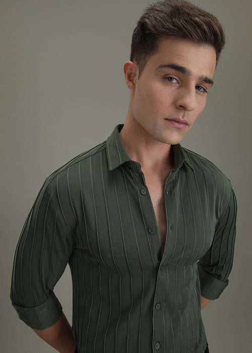 Dark Green Stripe Shirt