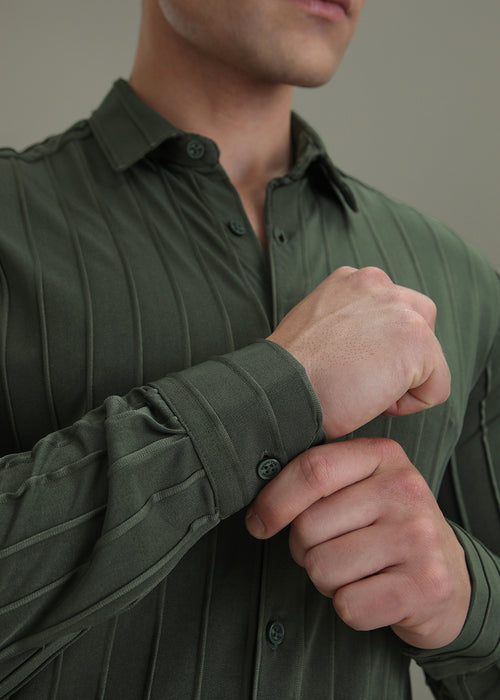 Dark Green Stripe Shirt