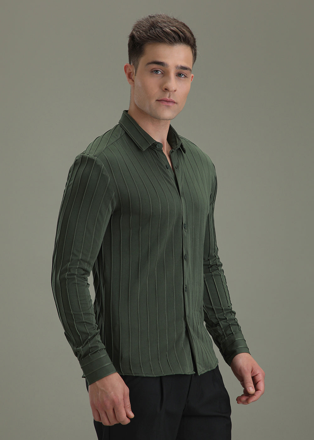 Dark Green Stripe Shirt