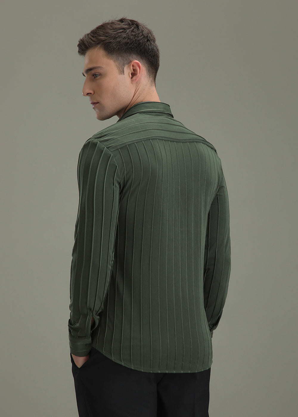 Dark Green Stripe Shirt