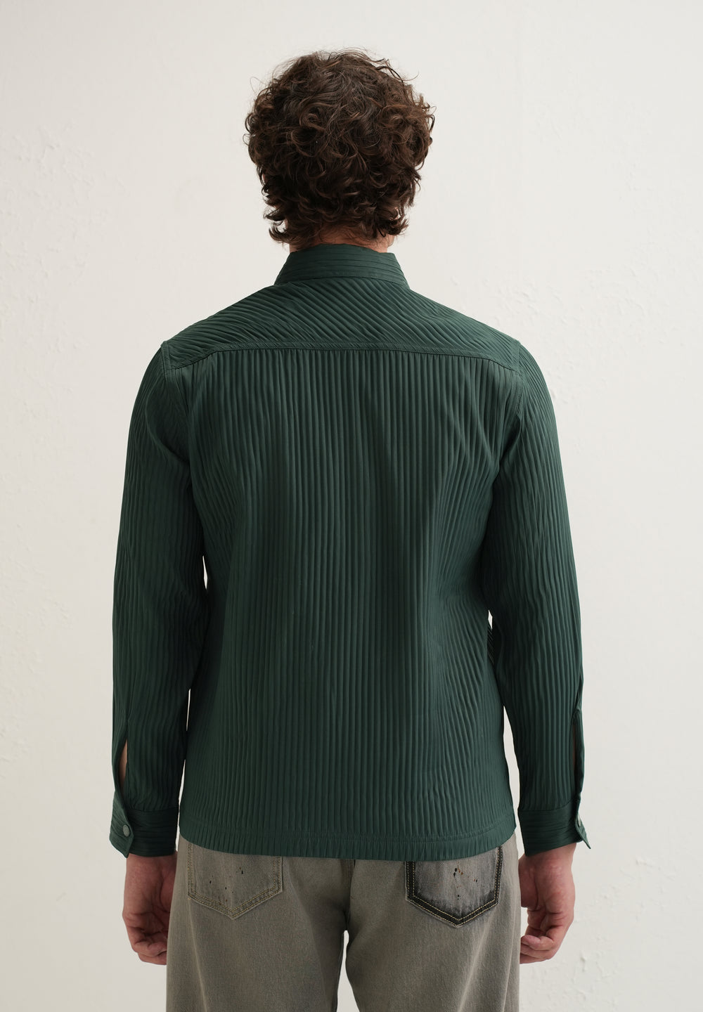 Dark Green Textured Utility Shacket