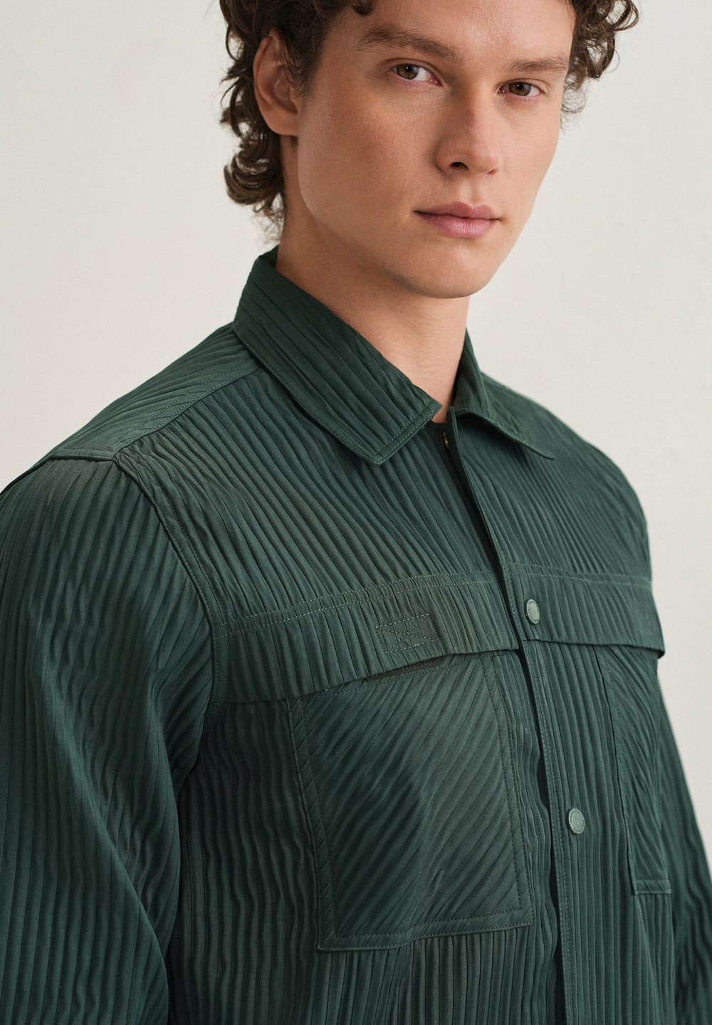 Dark Green Textured Utility Shacket