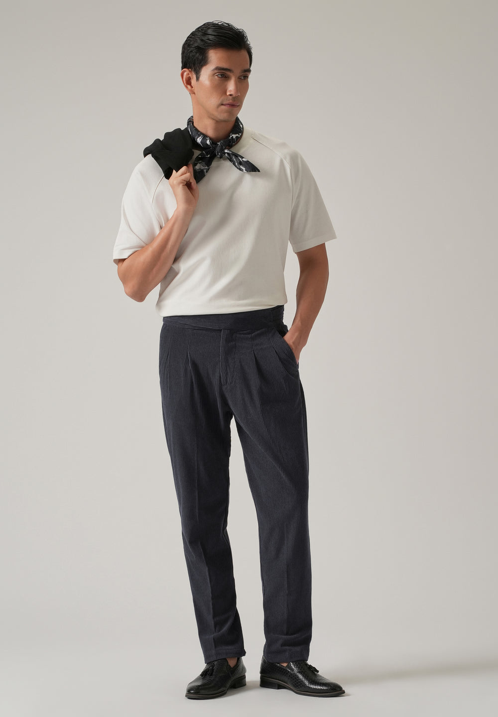 Dark Grey Corduroy Gurkha Pants