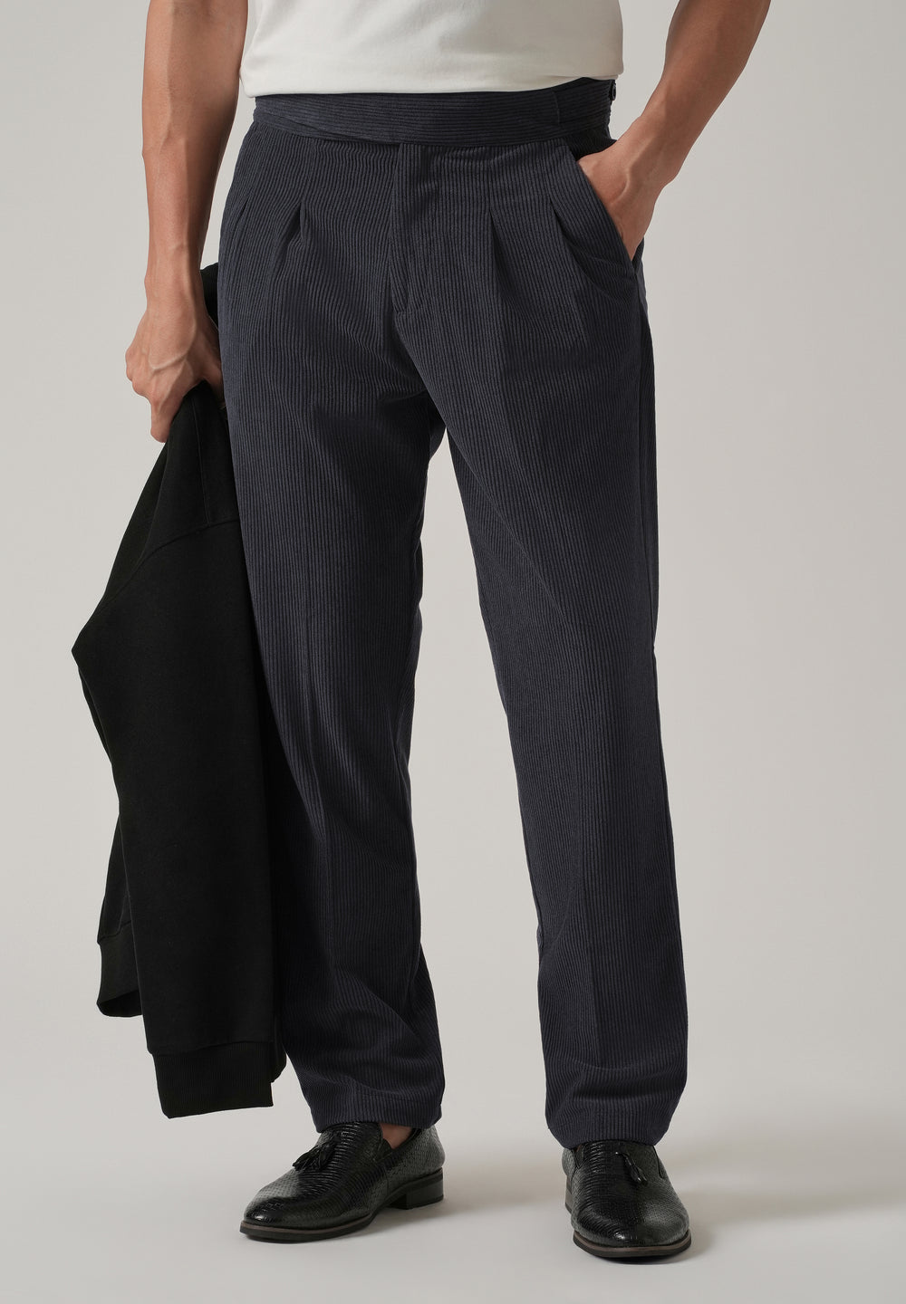 Dark Grey Corduroy Gurkha Pants