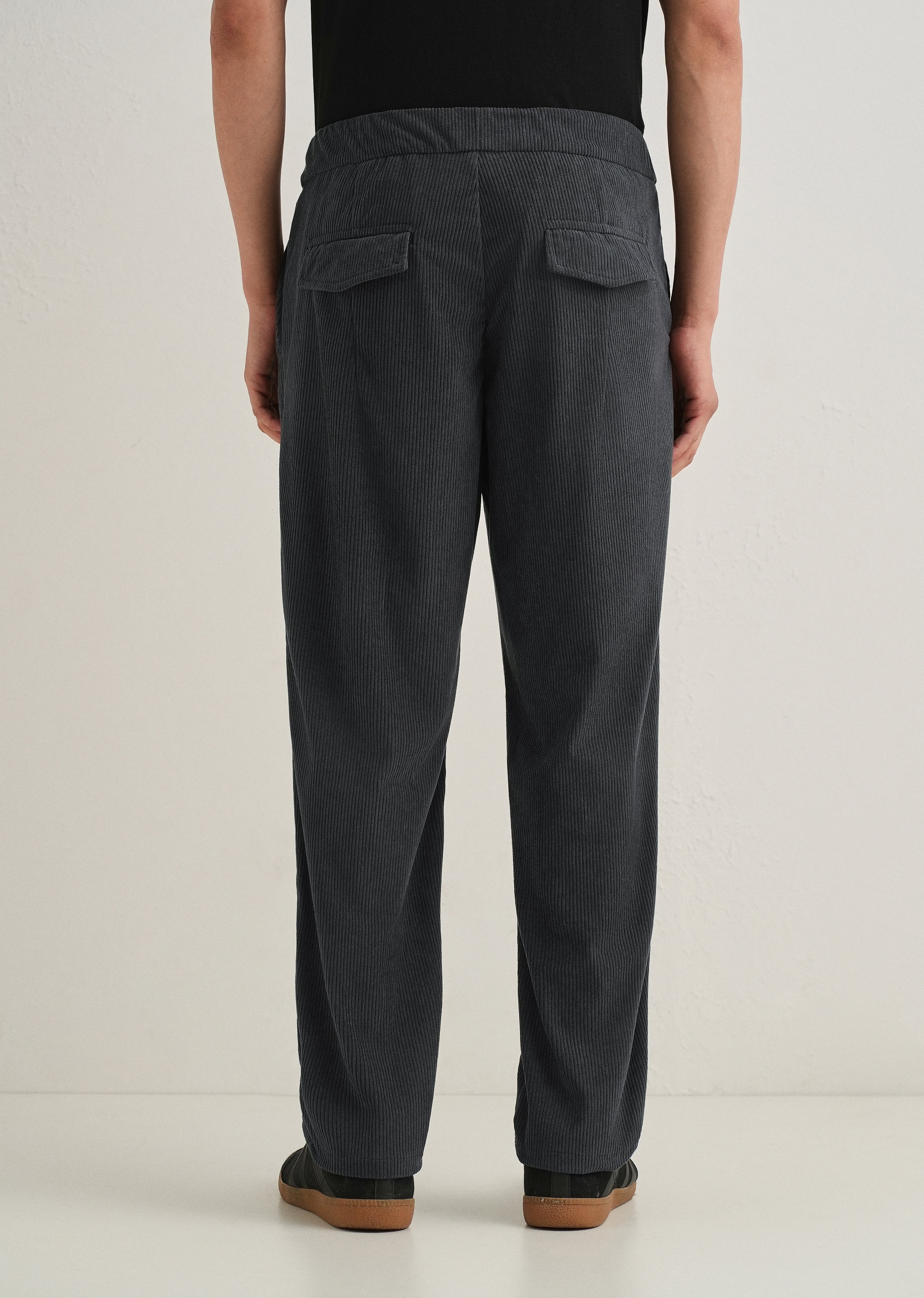 Dark Grey Drawstring Corduroy Pant