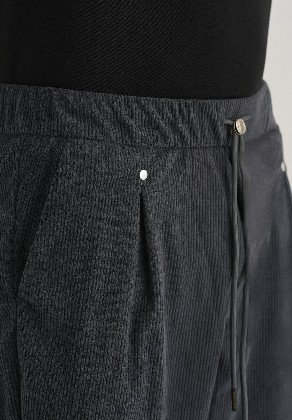 Dark Grey Drawstring Corduroy Pant