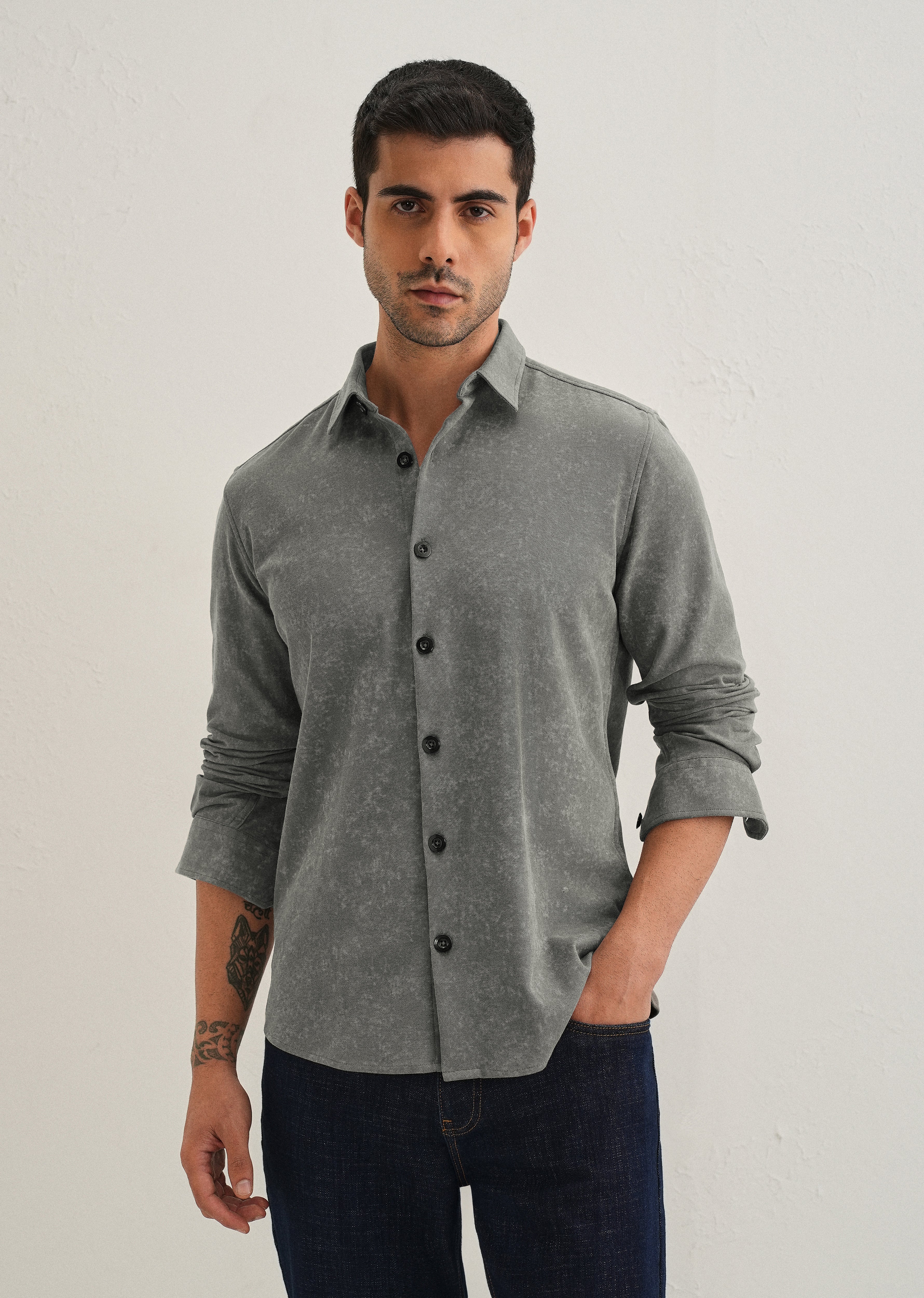 Dark Grey Knitted Shirt