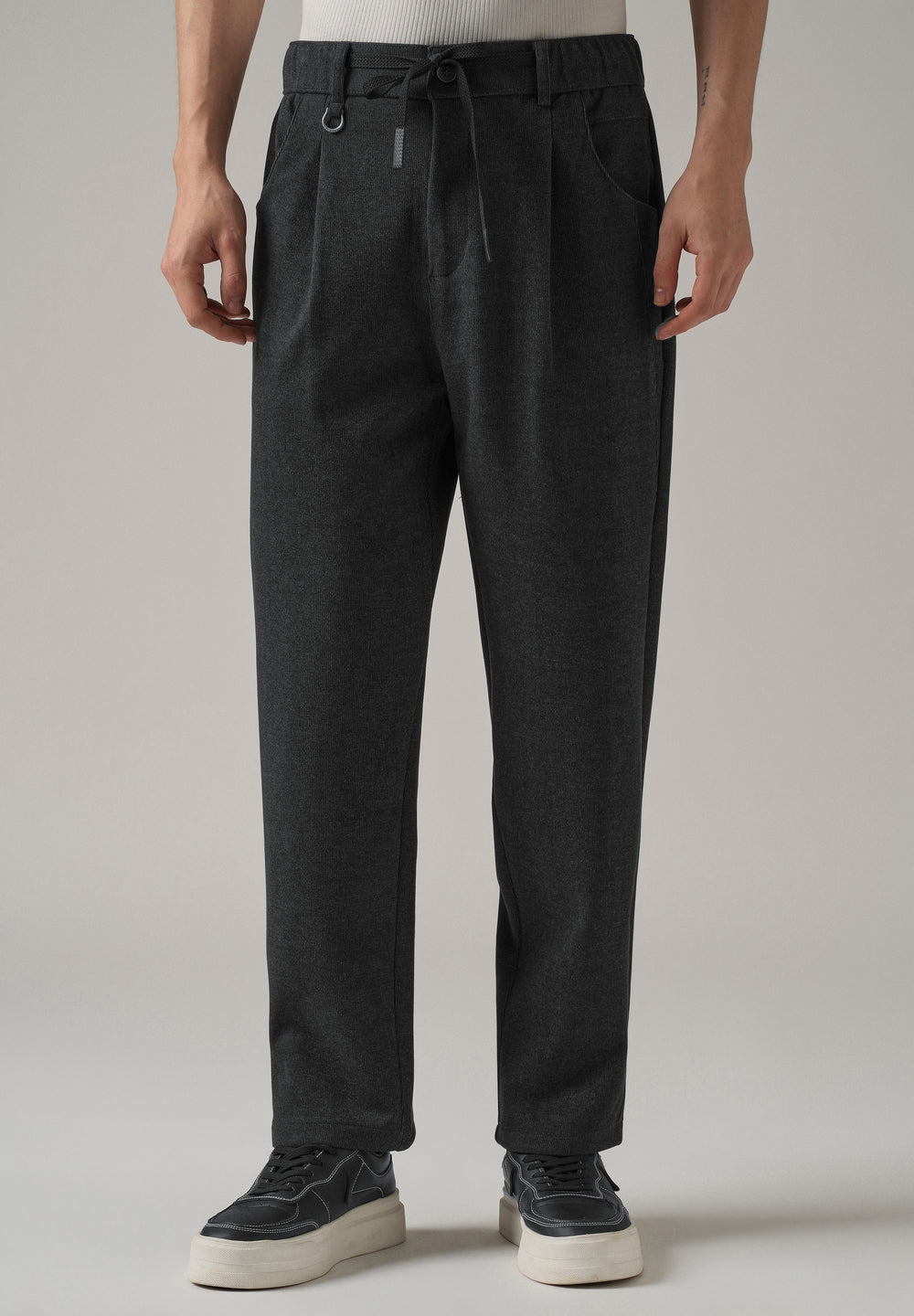 Dark Grey Pin Stripe Suede Pant