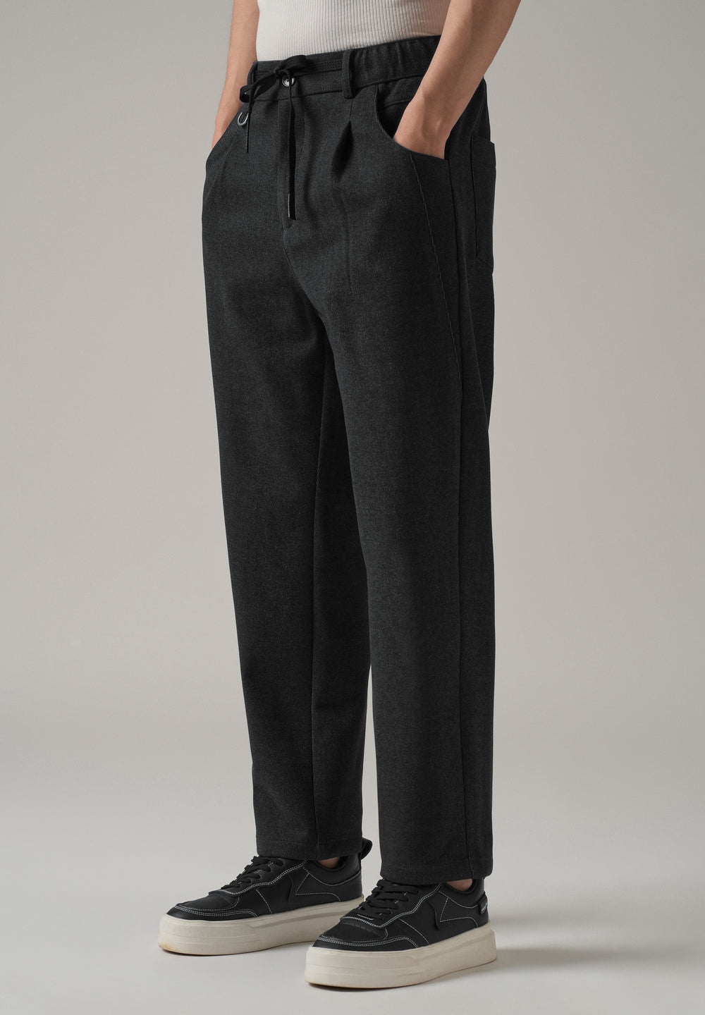 Dark Grey Pin Stripe Suede Pant