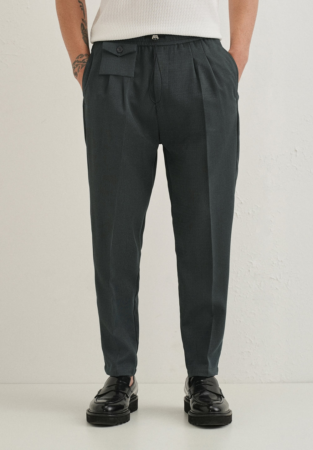 Dark Grey Pleated Korean Pant
