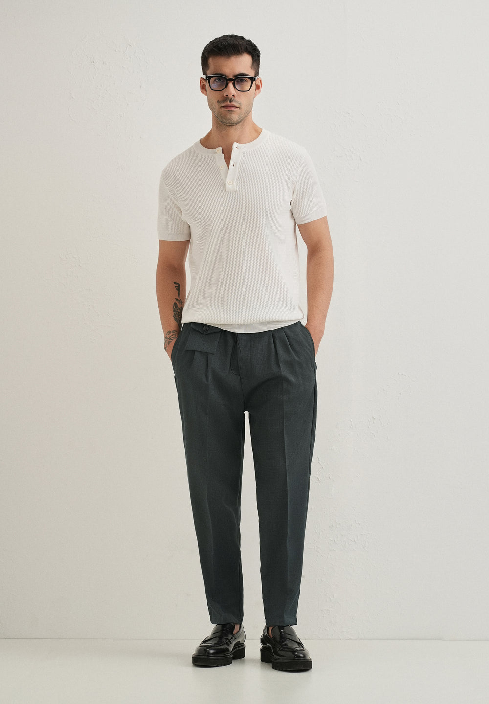 Dark Grey Pleated Korean Pant