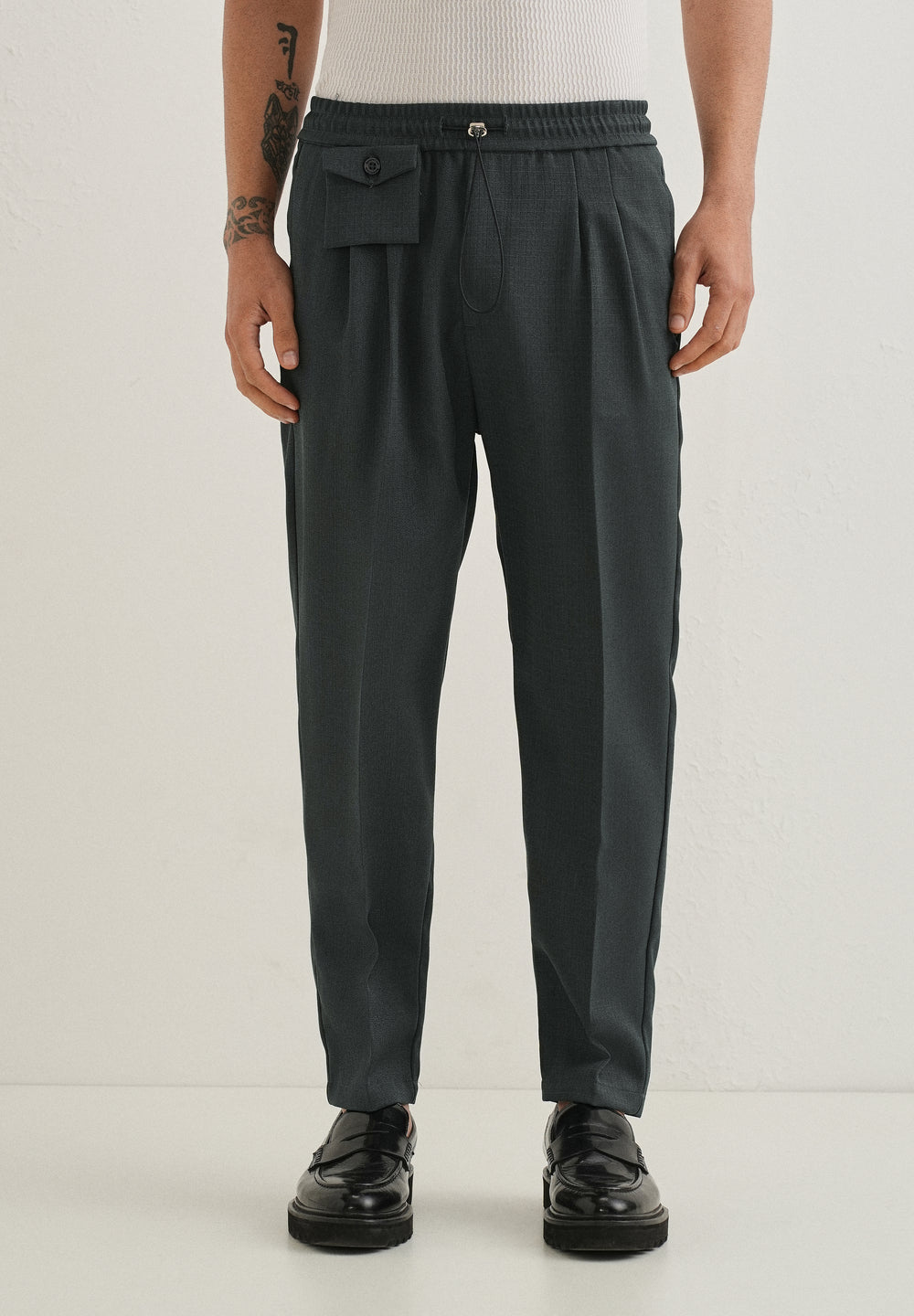 Dark Grey Pleated Korean Pant