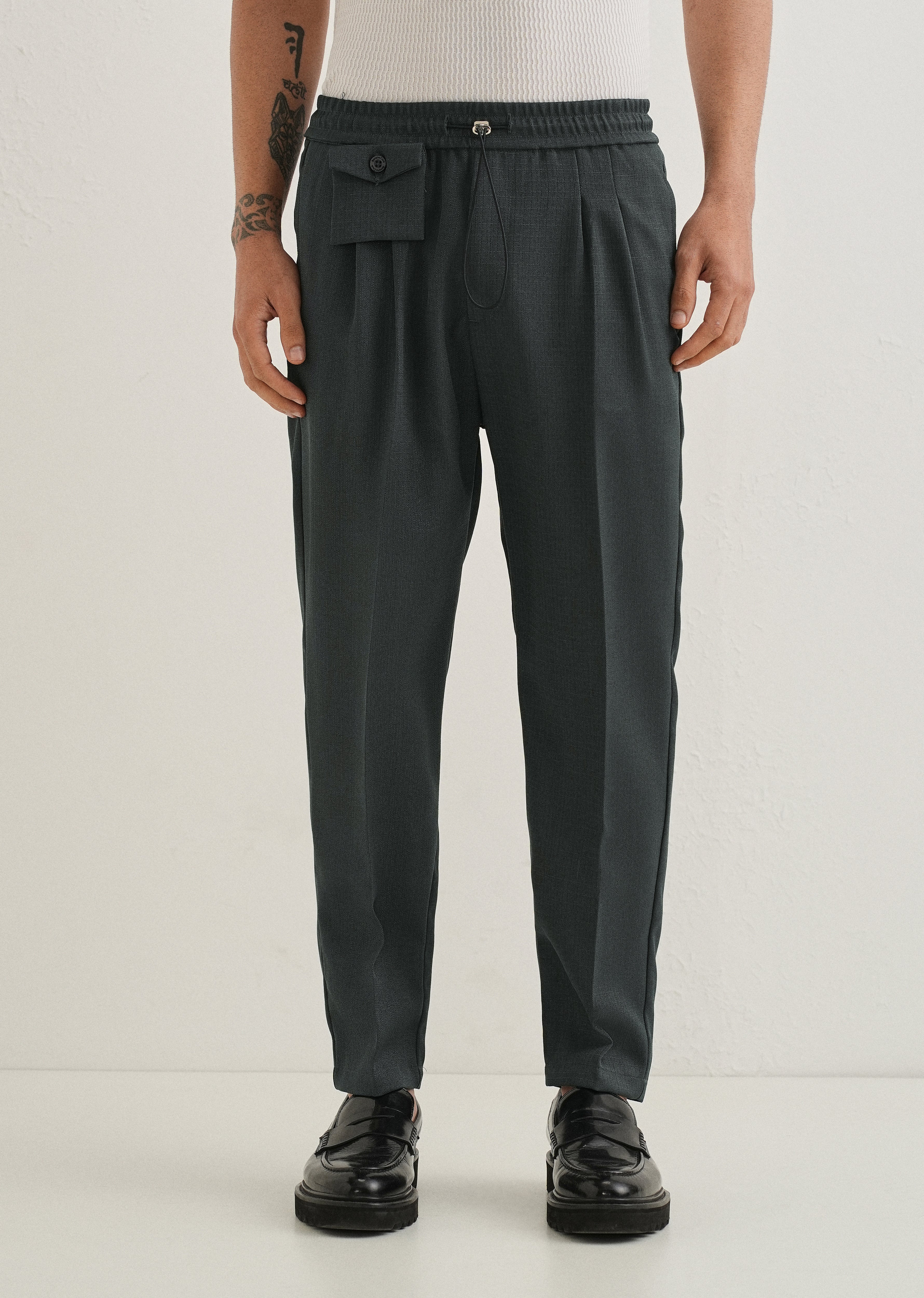 Dark Grey Pleated Korean Pant