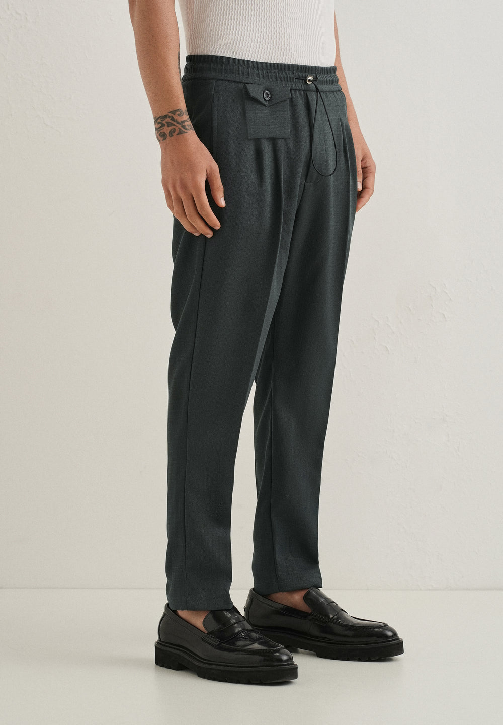 Dark Grey Pleated Korean Pant