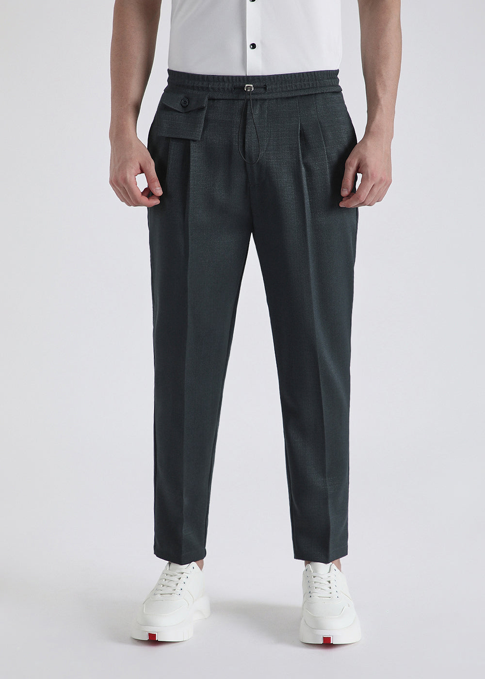 Dark Grey Pleated Korean Pant