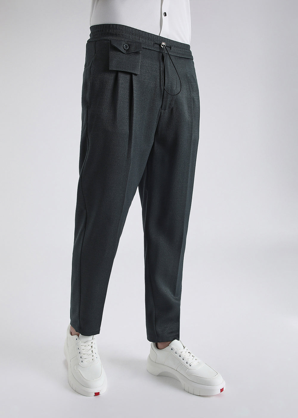 Dark Grey Pleated Korean Pant