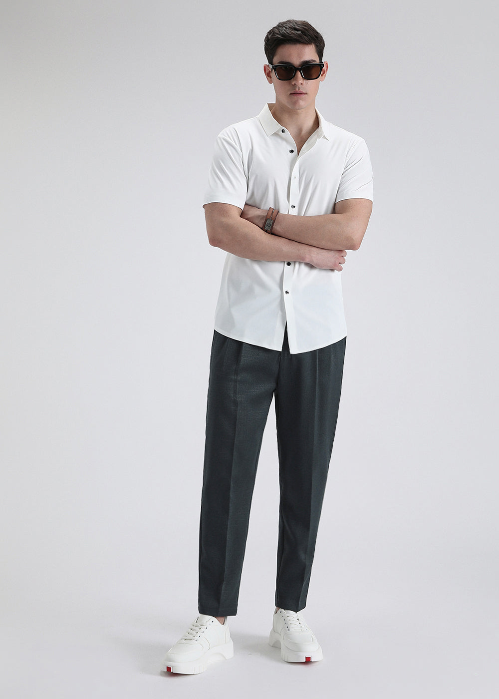 Dark Grey Pleated Korean Pant