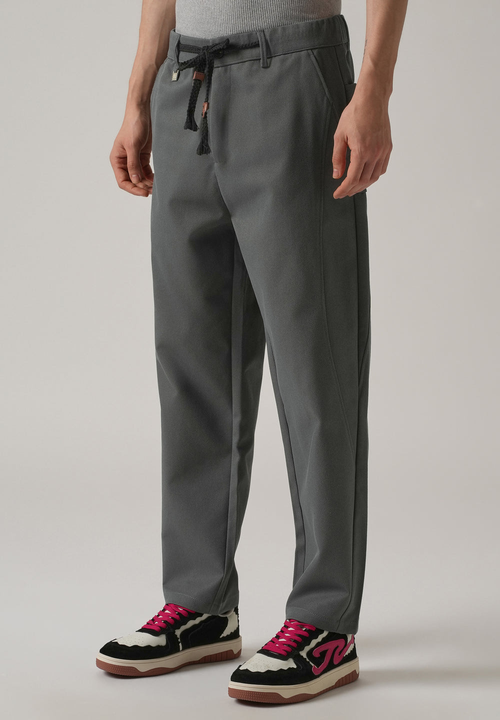 Dark Grey Relaxed Fit Tie Waist Pant