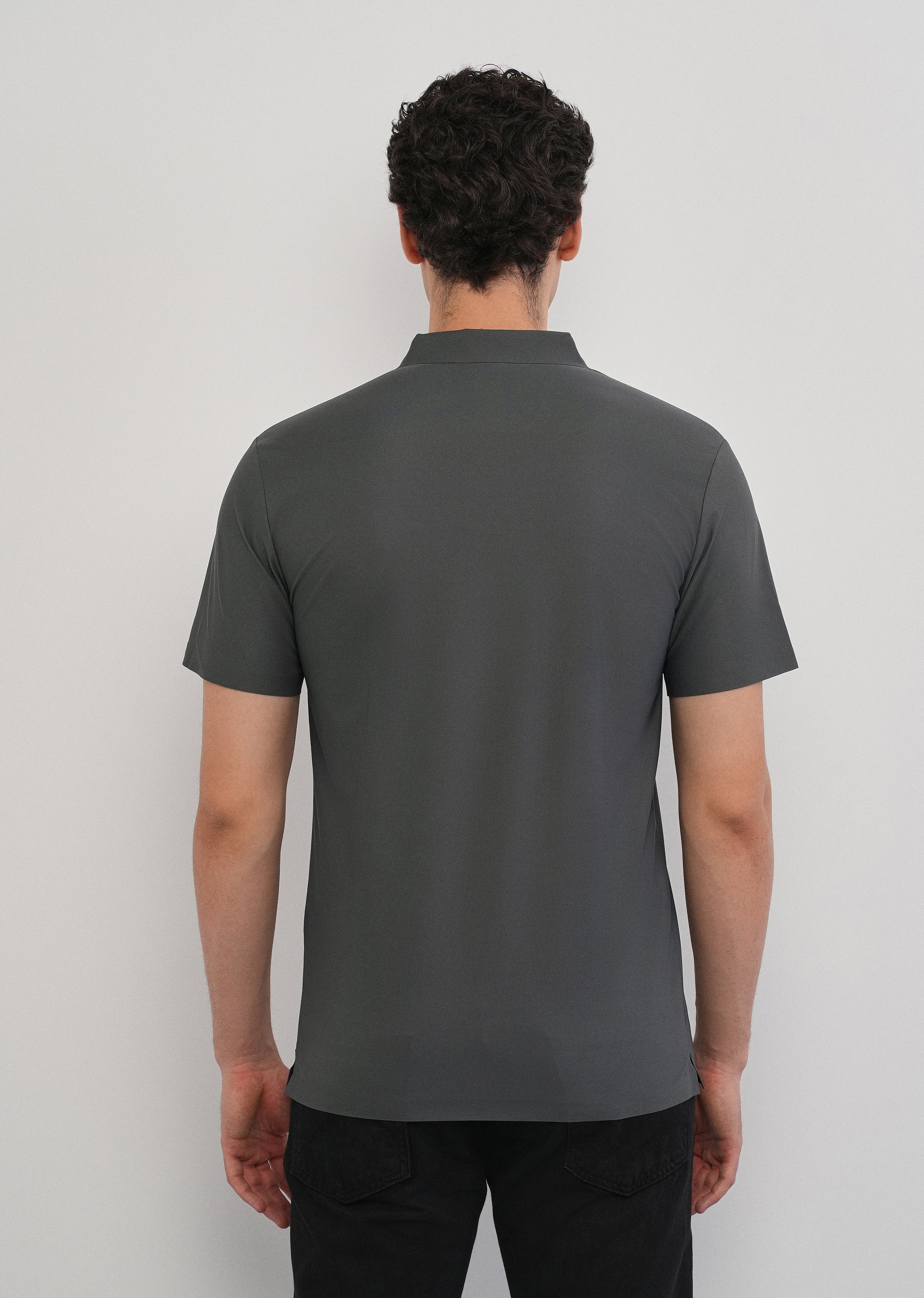 Dark Grey Stitchless Polo Collar T-Shirt