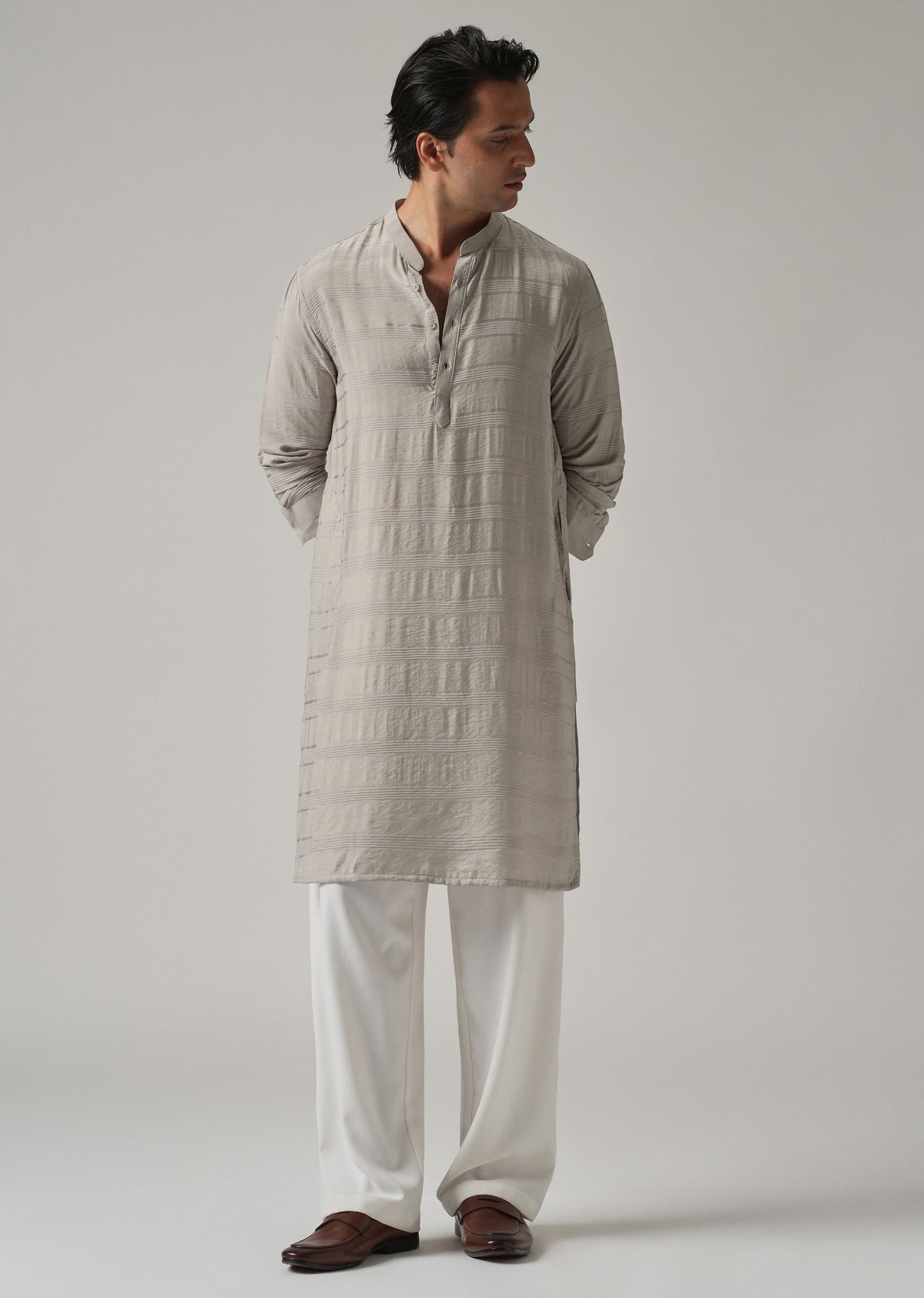 Purple Men's Zebra Embroidery Kurta - Culture Meets