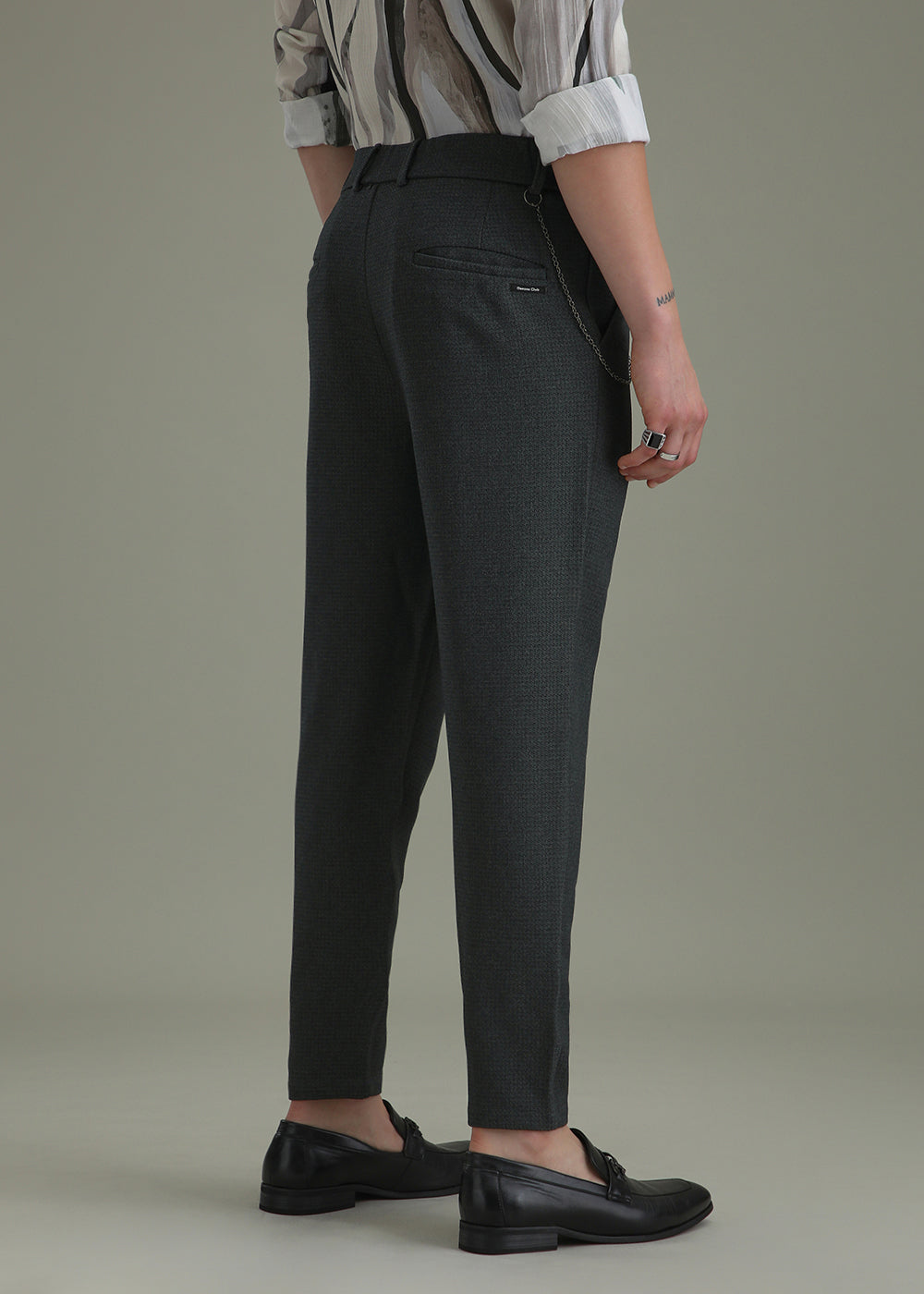 Dark Grey Textured Korean Pant