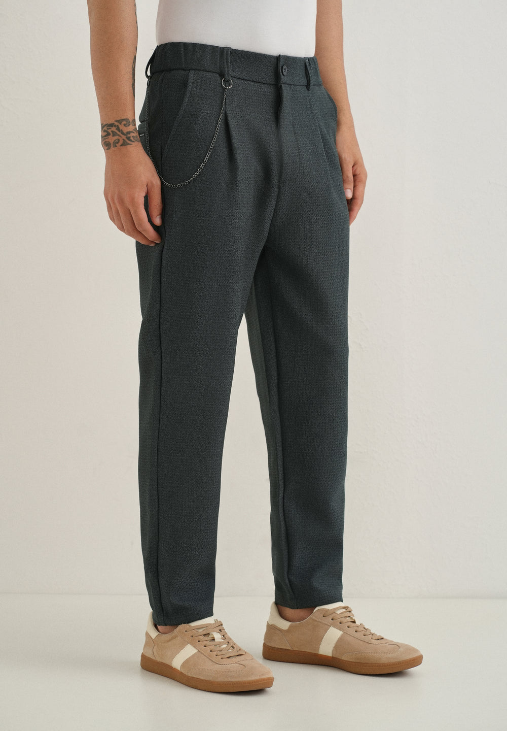 Dark Grey Textured Korean Pant