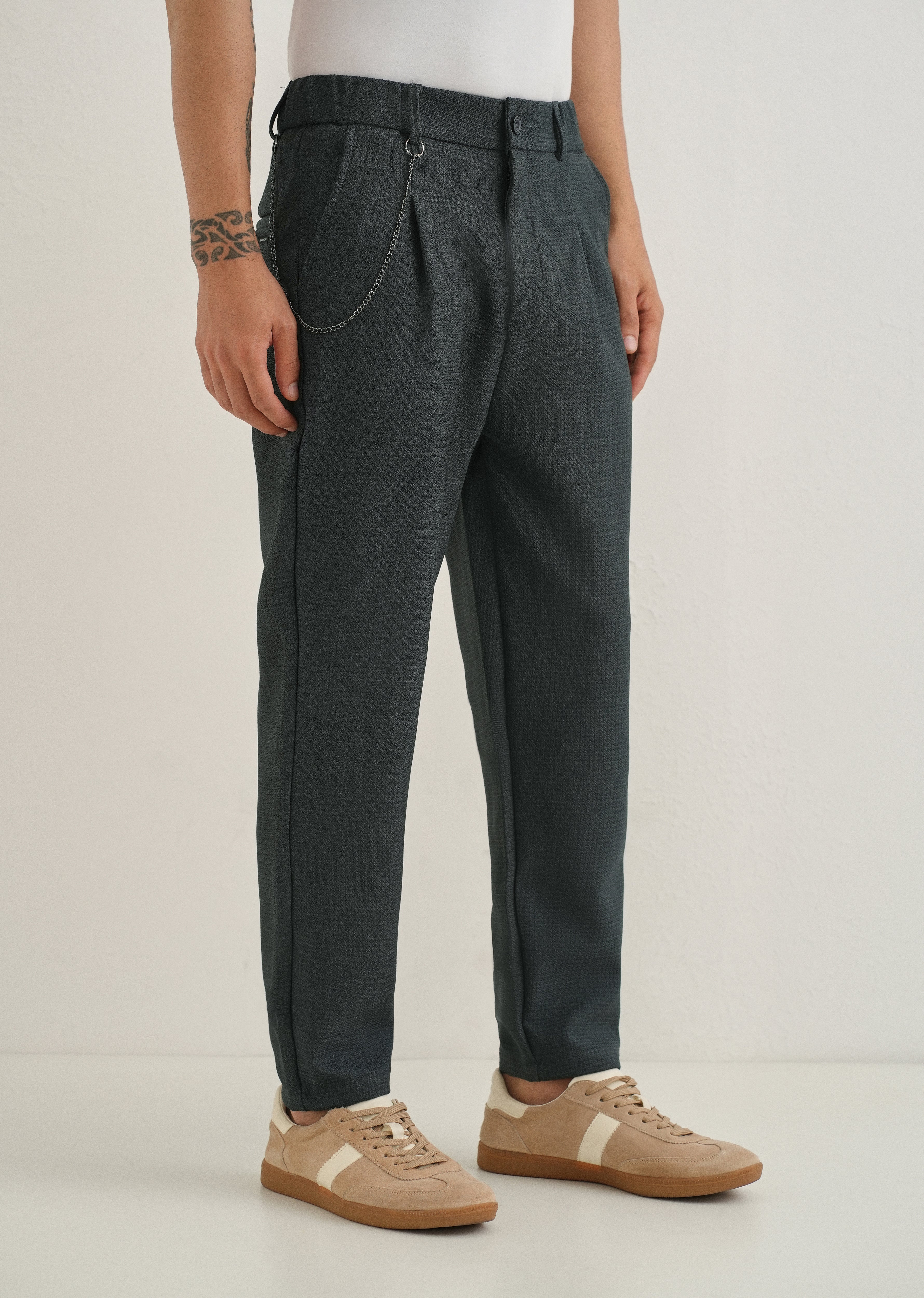 Dark Grey Textured Korean Pant
