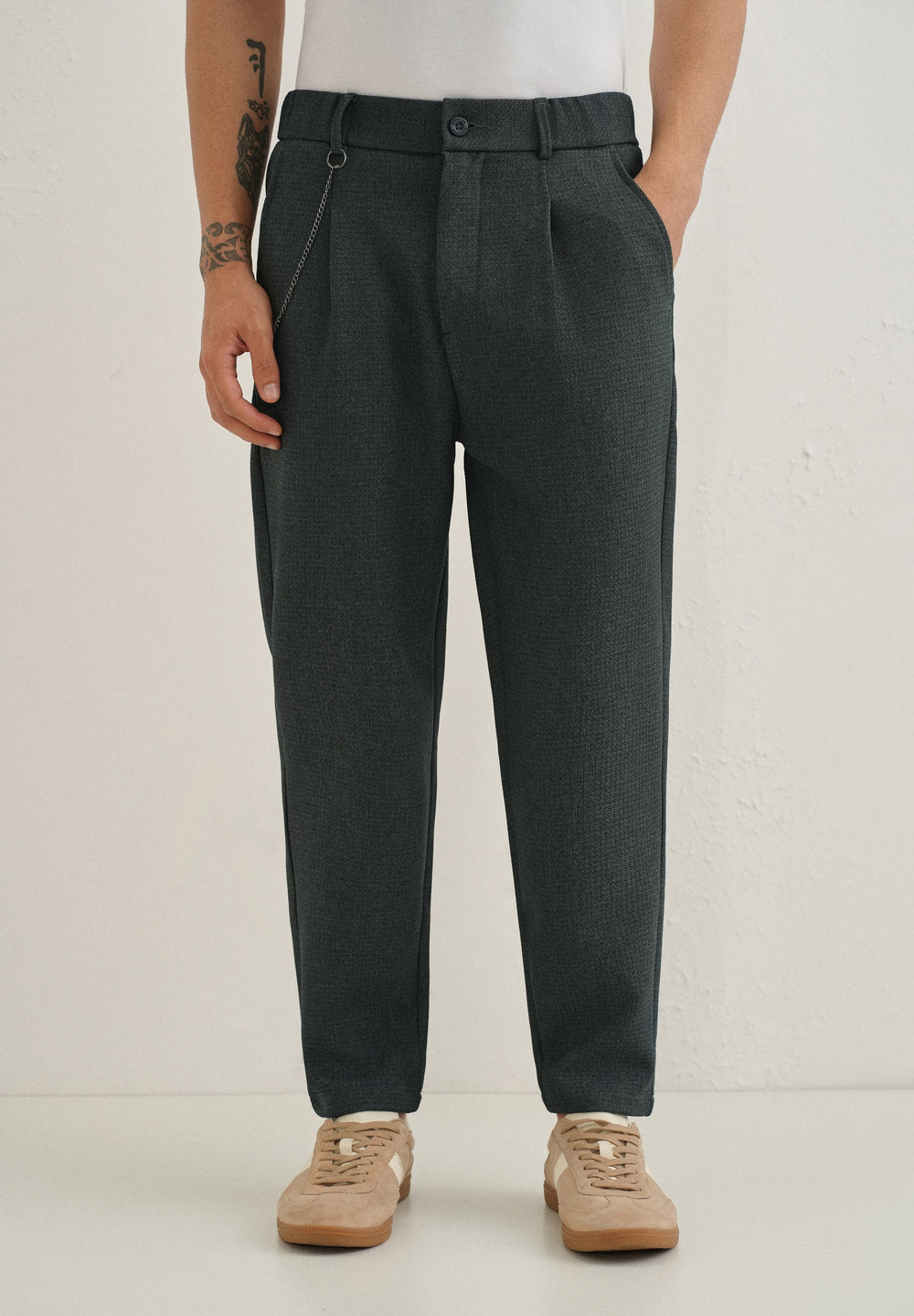 Dark Grey Textured Korean Pant