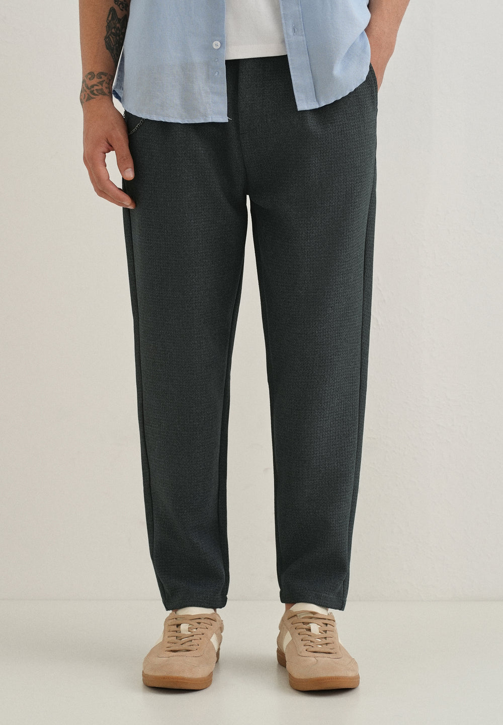 Dark Grey Textured Korean Pant