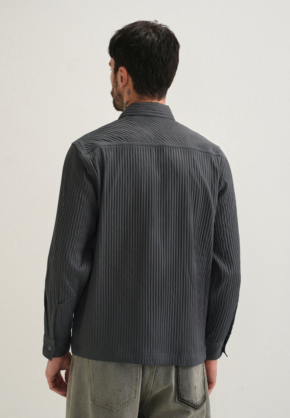 Dark Grey Textured Utility Shacket