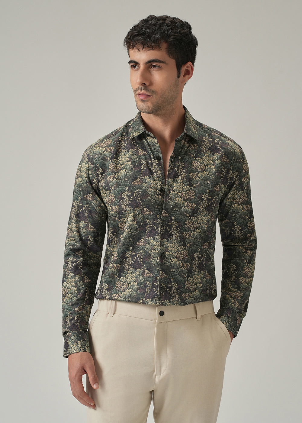Dark Leaf Print Shirt