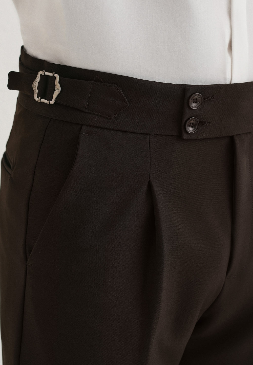 Dark Olive Brown Pleated Gurkha Pant