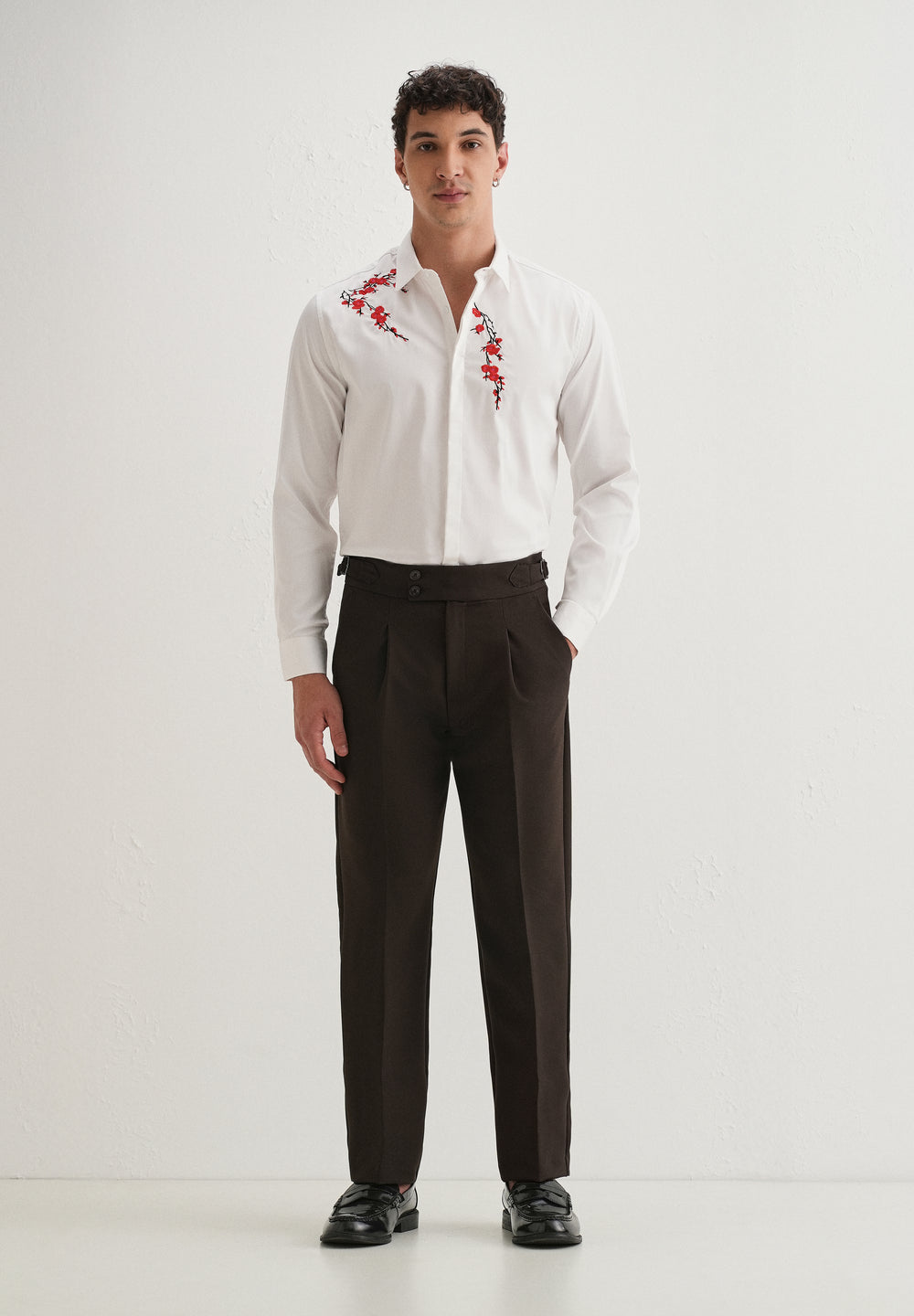 Dark Olive Brown Pleated Gurkha Pant