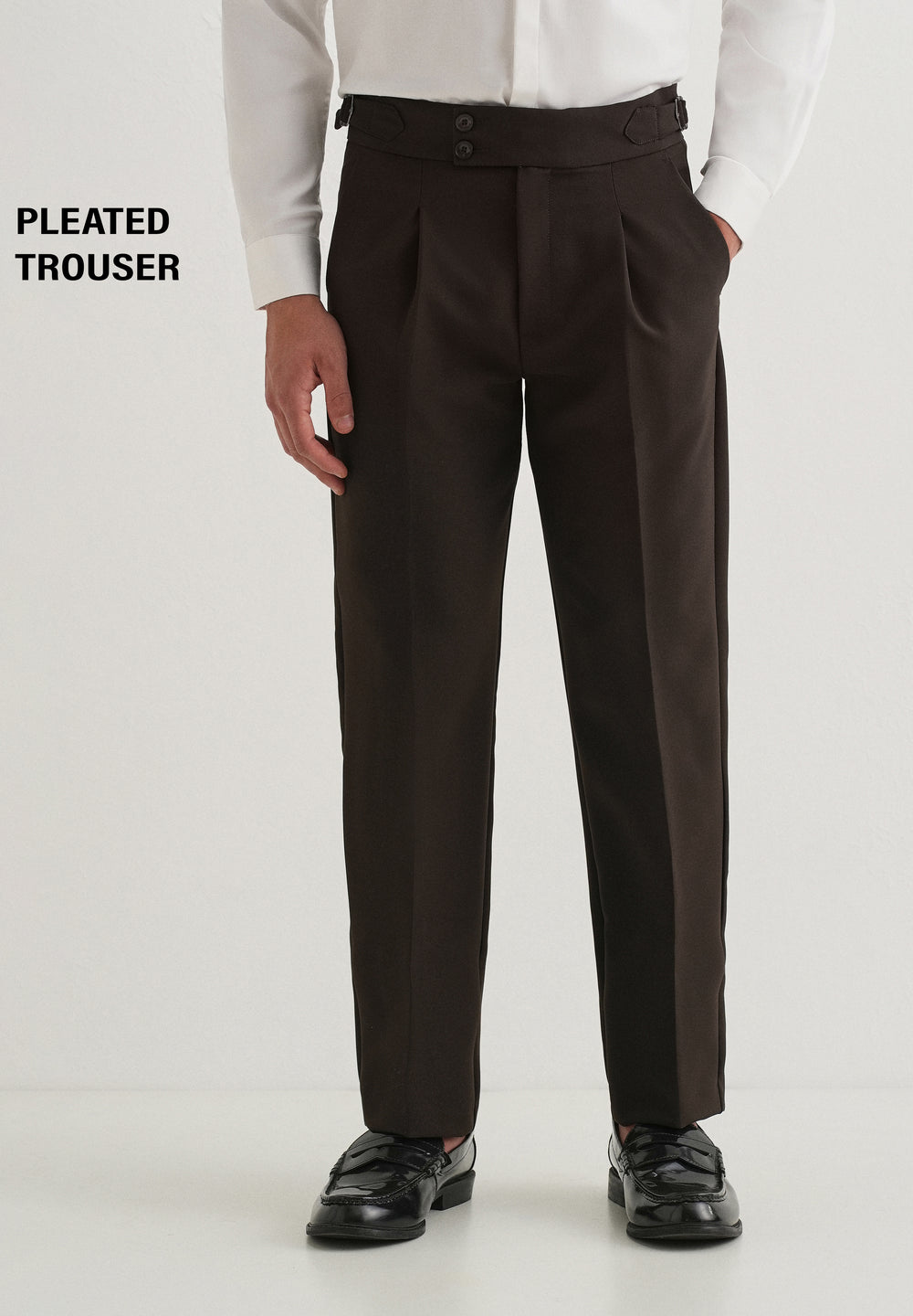 Dark Olive Brown Pleated Gurkha Pant