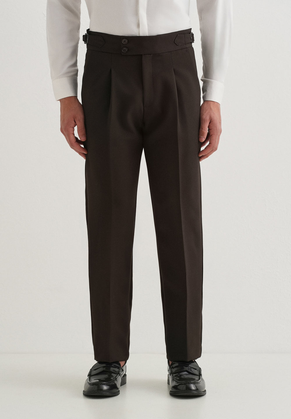 Dark Olive Brown Pleated Gurkha Pant