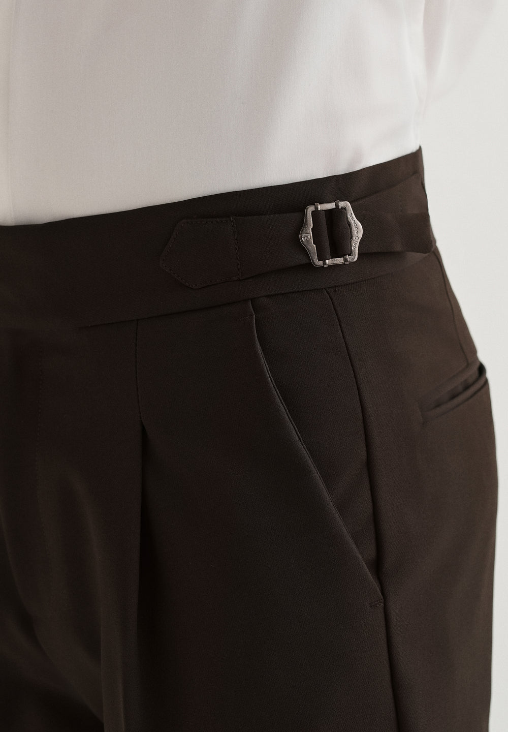 Dark Olive Brown Pleated Gurkha Pant