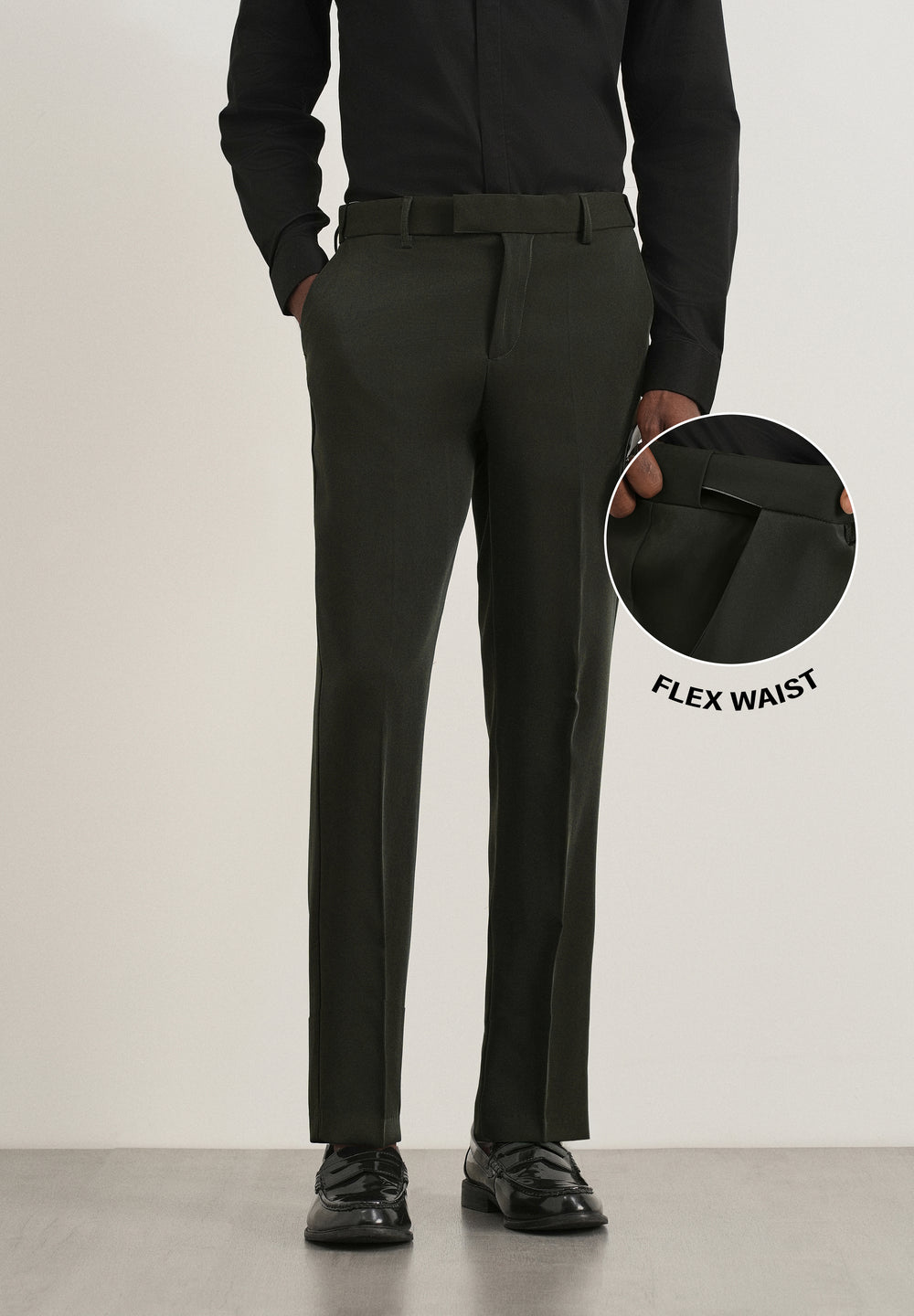 Dark Olive Flex Waist Slim Fit Trouser