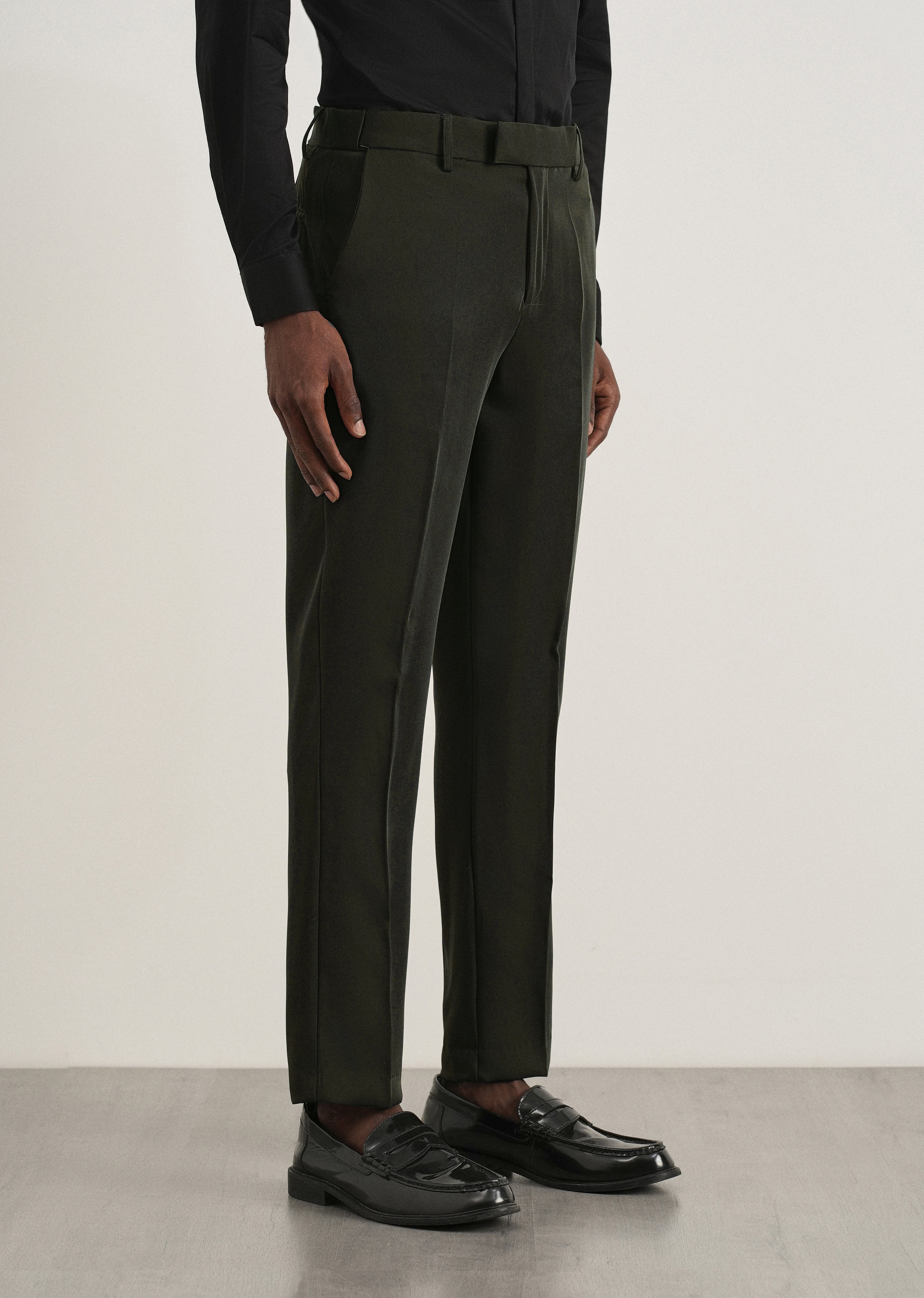 Dark Olive Flex Waist Slim Fit Trouser