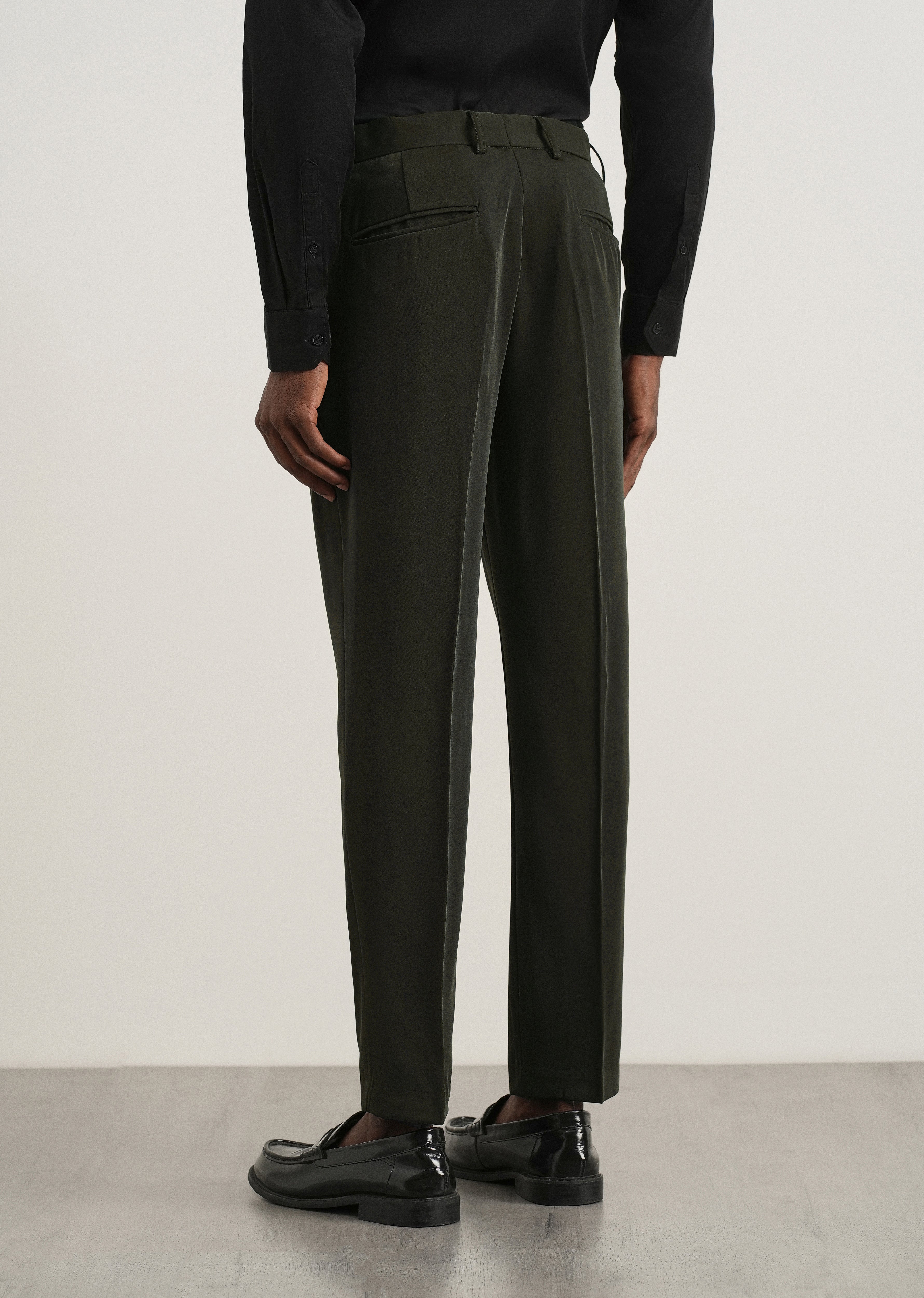 Dark Olive Flex Waist Slim Fit Trouser