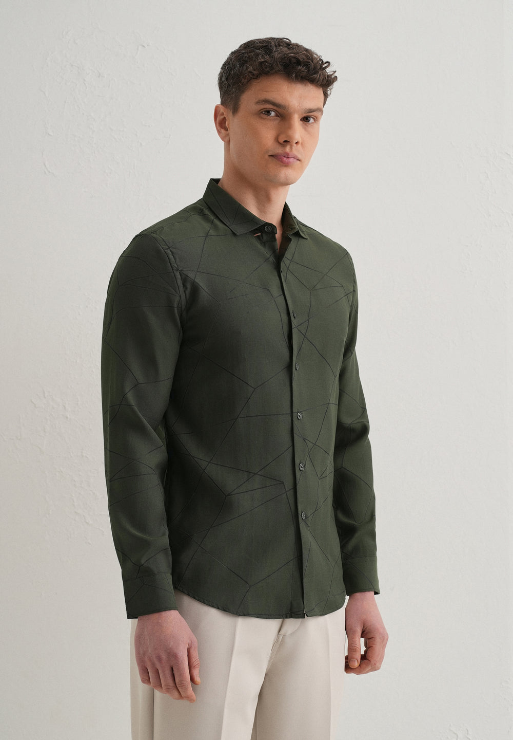 Dark Olive Laser Cut Shirt