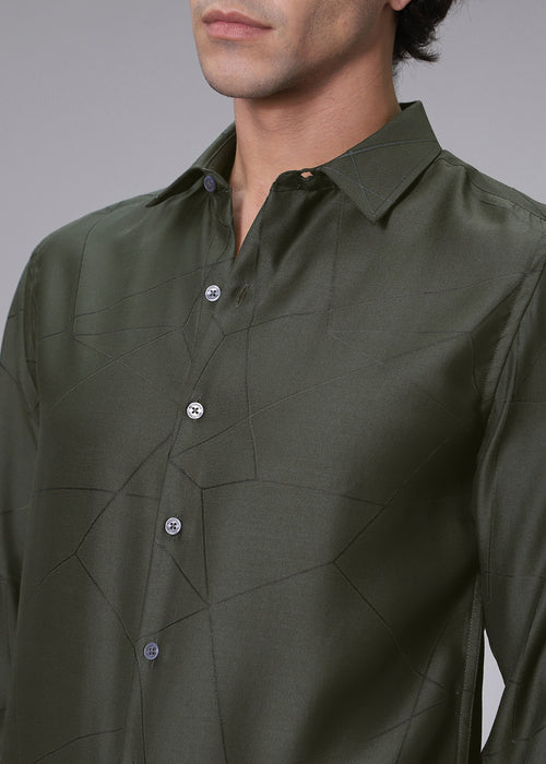 Dark Olive Laser Cut Shirt