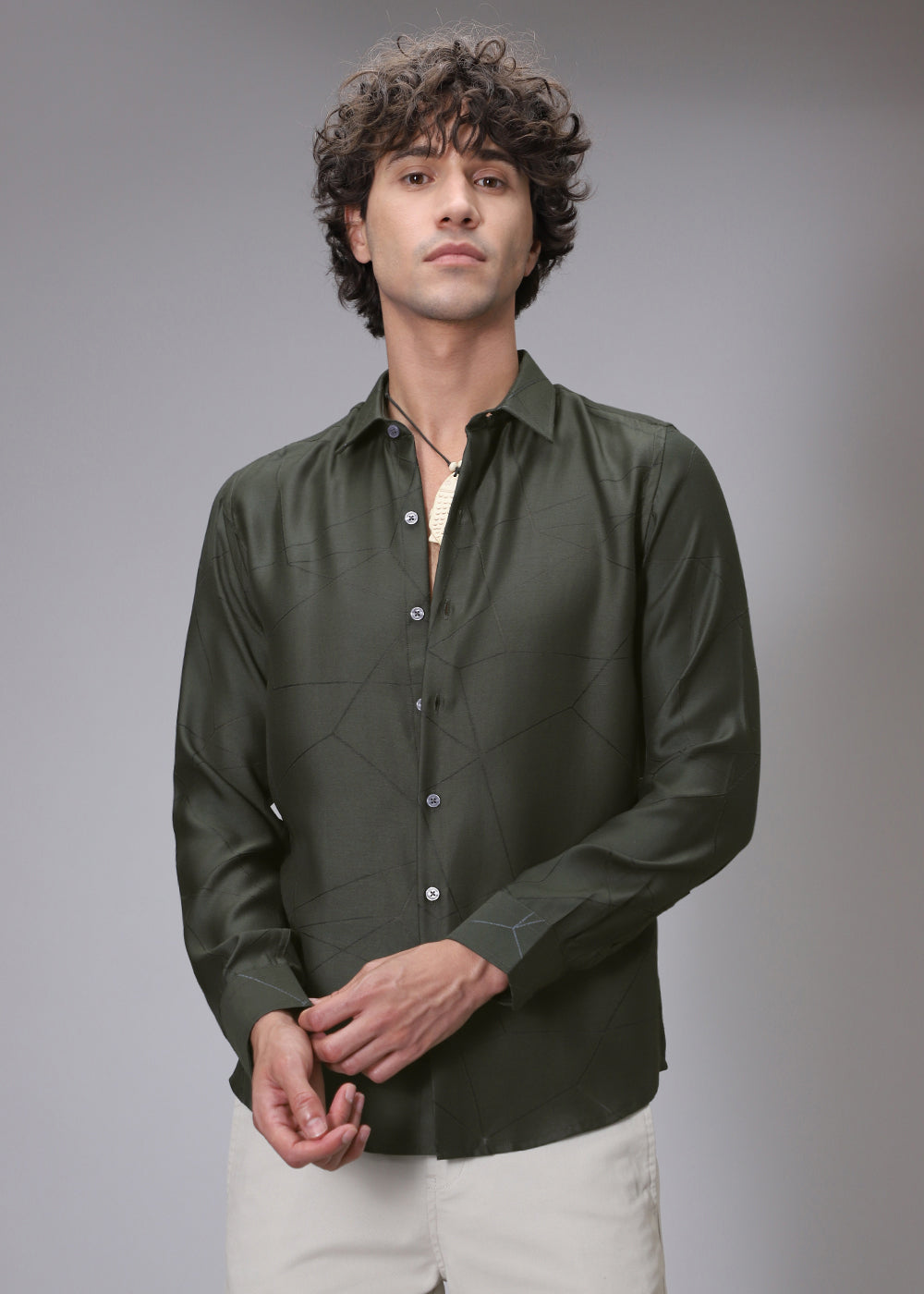 Dark Olive Laser Cut Shirt